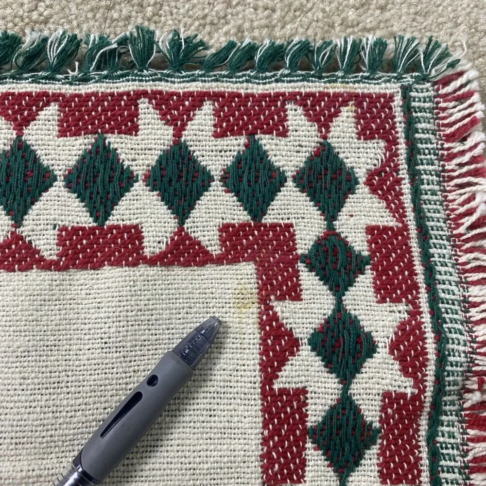6‎ VTG Woven Decorative Placemats Red Green Geometric Fringe Boho Retro Rustic